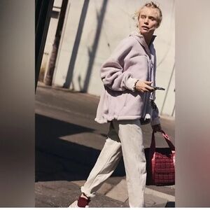 FREE PEOPLE Wild and Free Fleece Jacket in Oyster NWT